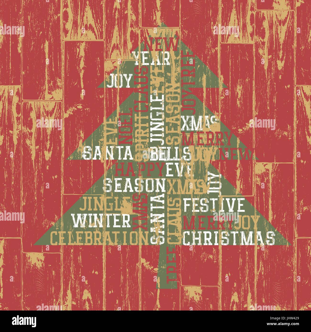 Arbre de Noël en bois sur la texture. Illustration de style vintage, EPS10. Illustration de Vecteur