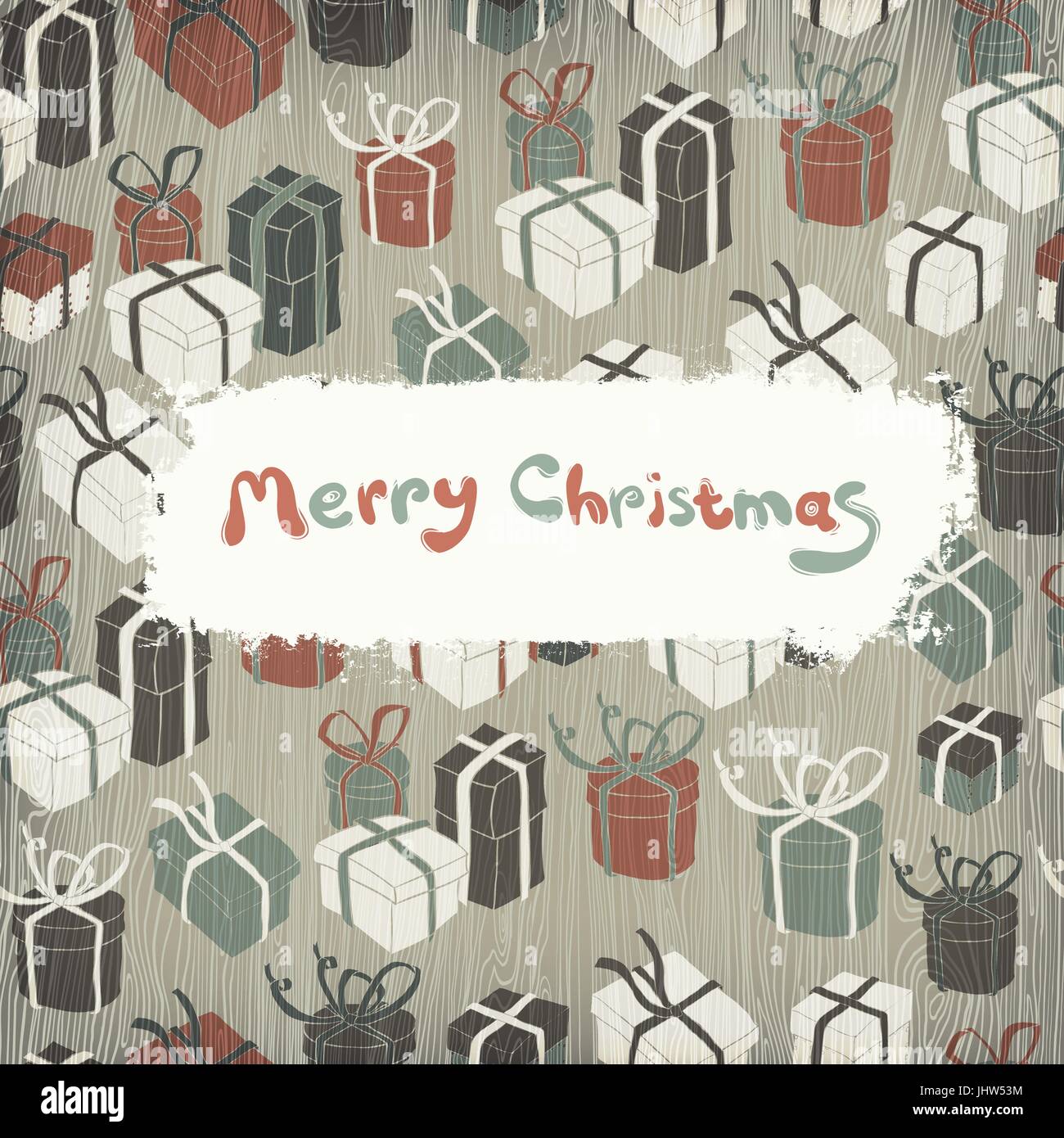 Cadeaux de Noël sur la texture en bois. Illustration vectorielle, EPS10. Illustration de Vecteur