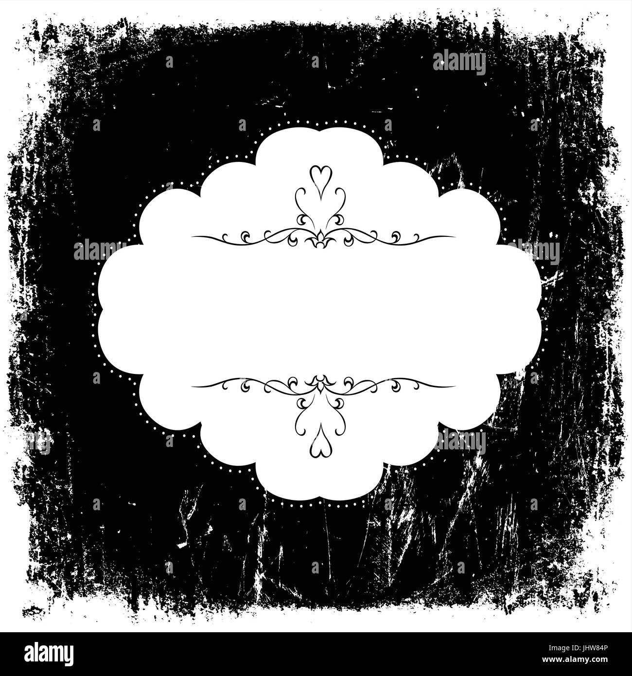Grunge Vintage modèle de carte en noir et blanc. Vector Illustration de Vecteur