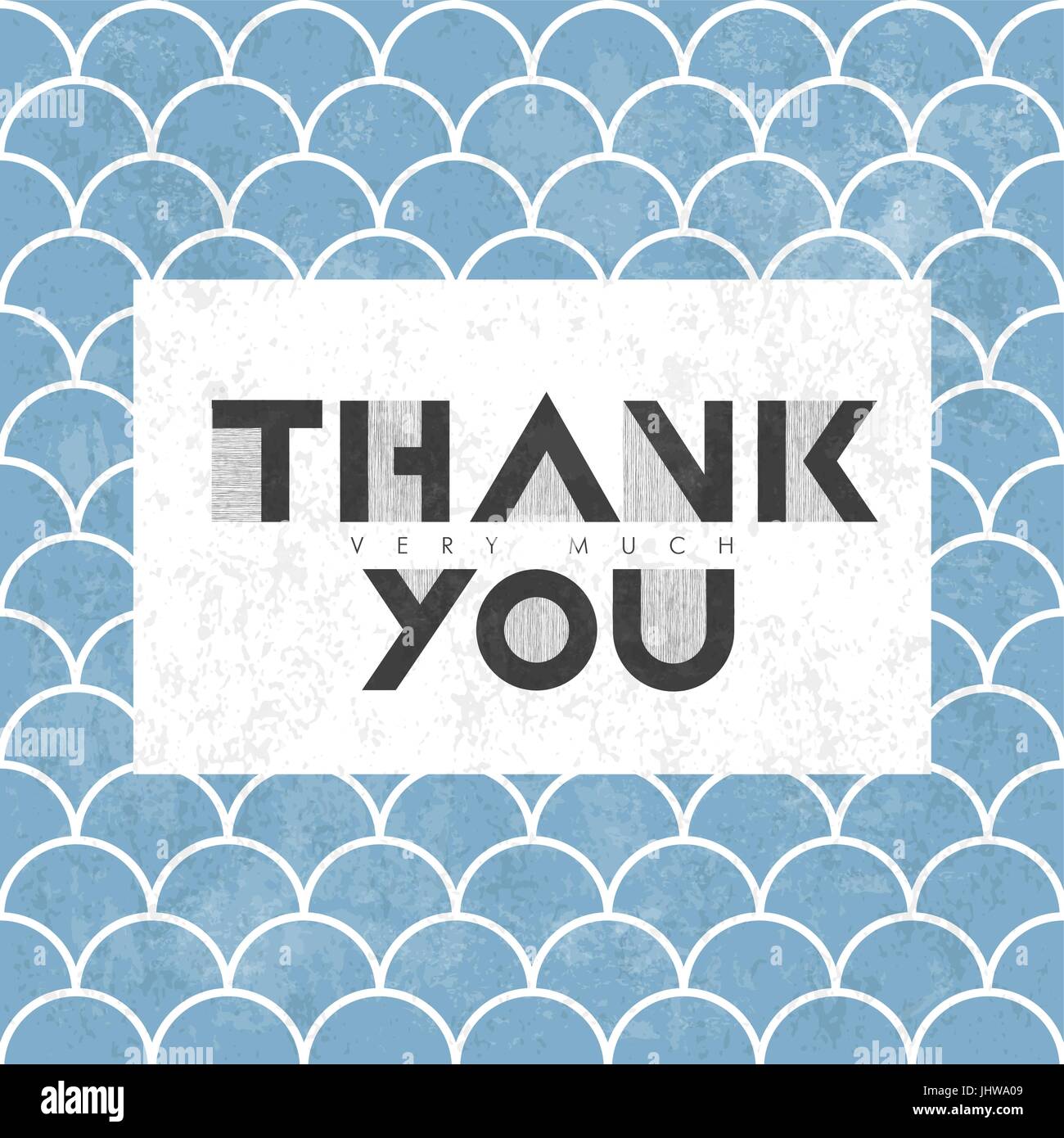 Je vous remercie beaucoup le lettrage sur blue pattern des poissons d'Asie. Avec couches grunge Illustration de Vecteur