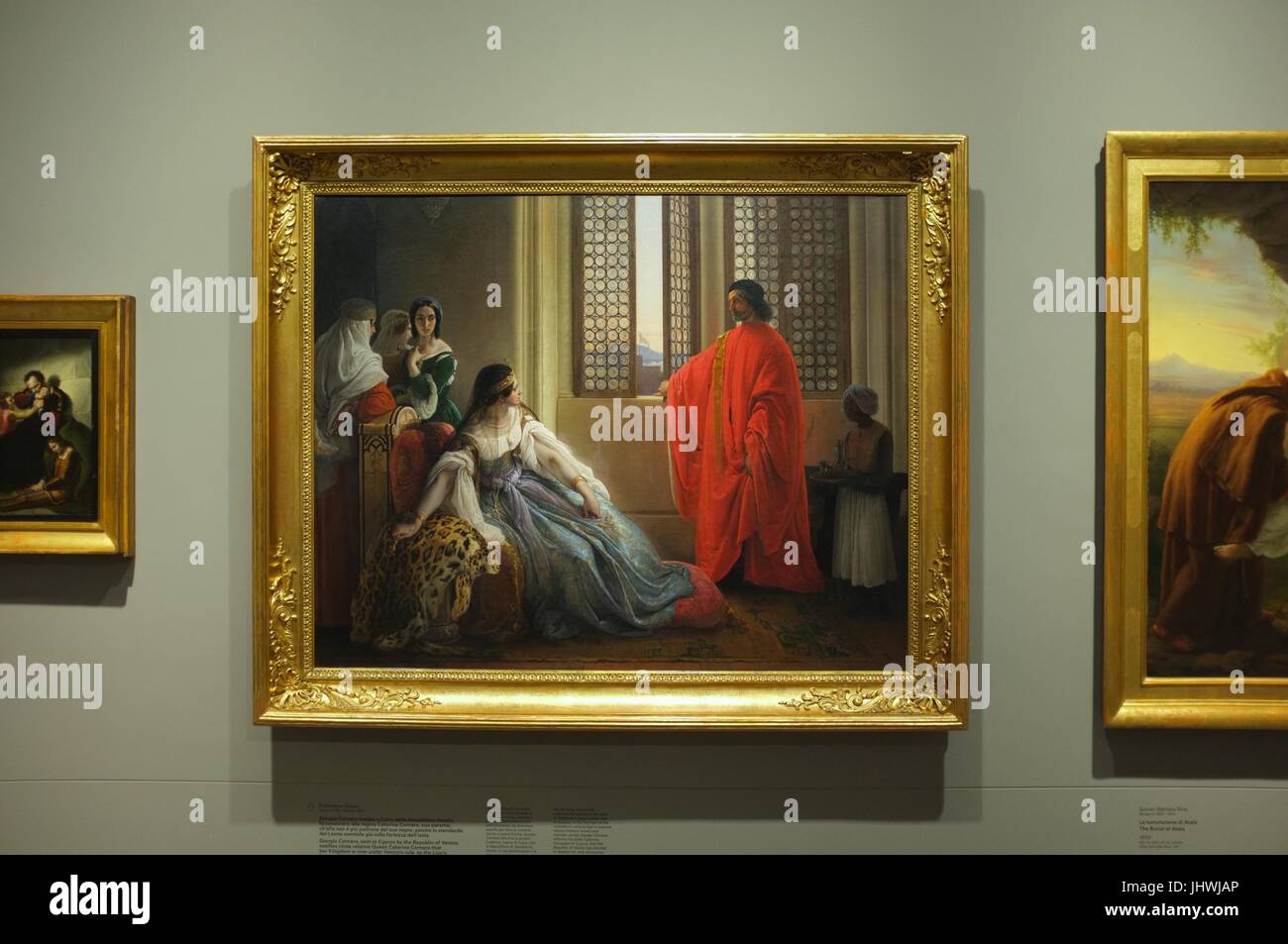 Caterina Cornaro destitué du trône de Chypre (1842) par Francesco Hayez à l'Accademia Carrara de Bergame, Lombardie, Italie, juillet 2017 Banque D'Images