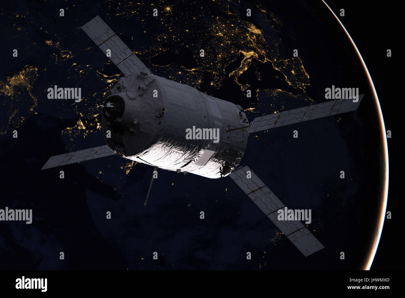 Vaisseaux Cargo - Le véhicule de transfert automatique sur la planète Terre. Éléments de cette image fournie par la NASA. Banque D'Images