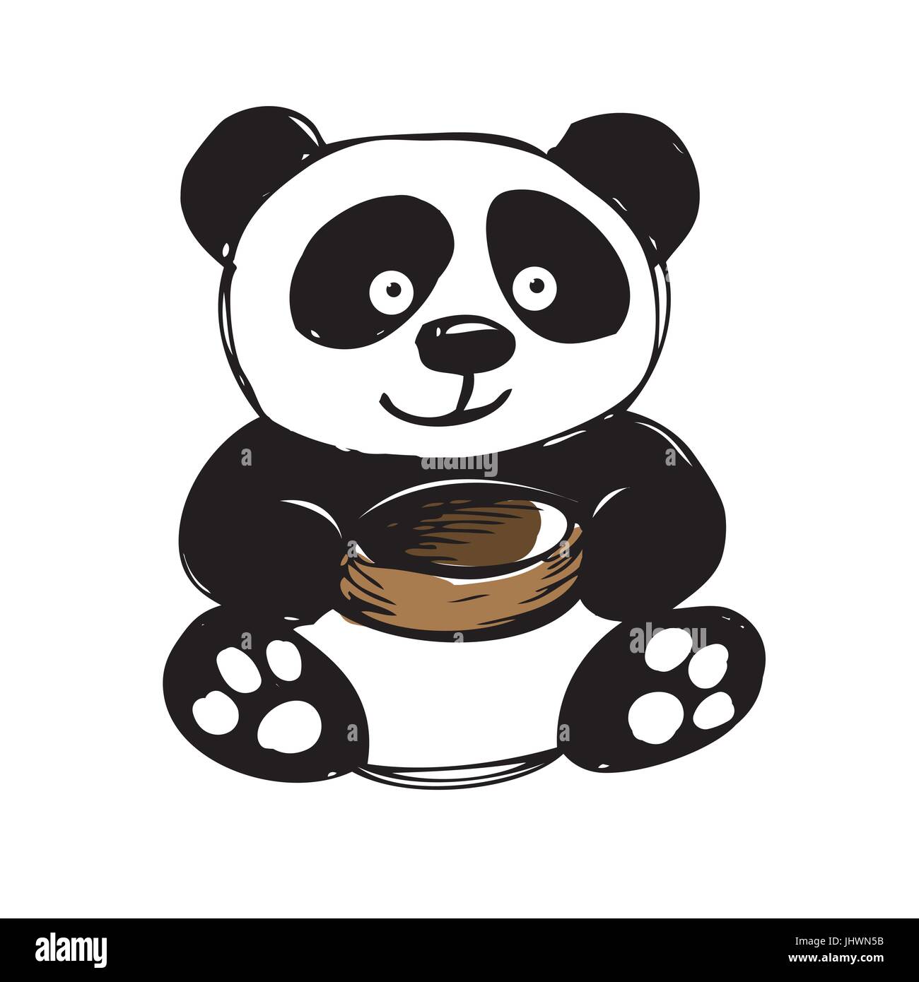 Mignon Petit Panda Isole Sur Blanc Dessin A La Main Vector Image Vectorielle Stock Alamy