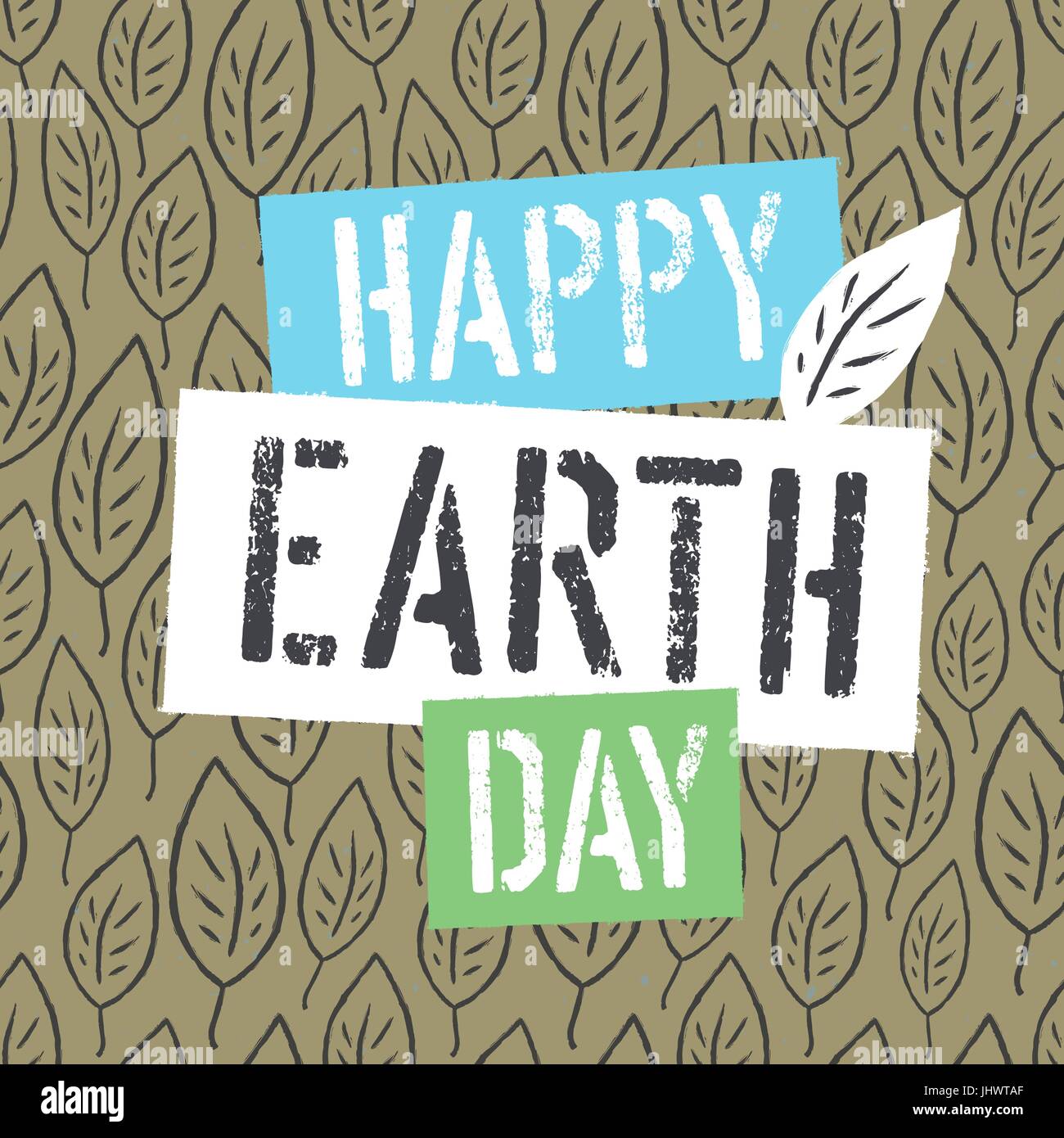 Heureux le jour de la Terre à l'arrière-plan de feuilles. Modèle de carte de fête Illustration de Vecteur