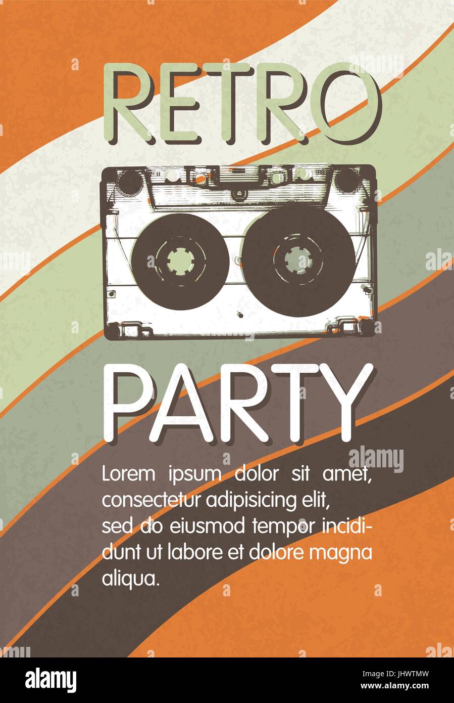 Parti de la musique rétro conception de l'affiche. La musique Disco vintage partie modèle d'invitation. Illustration de Vecteur