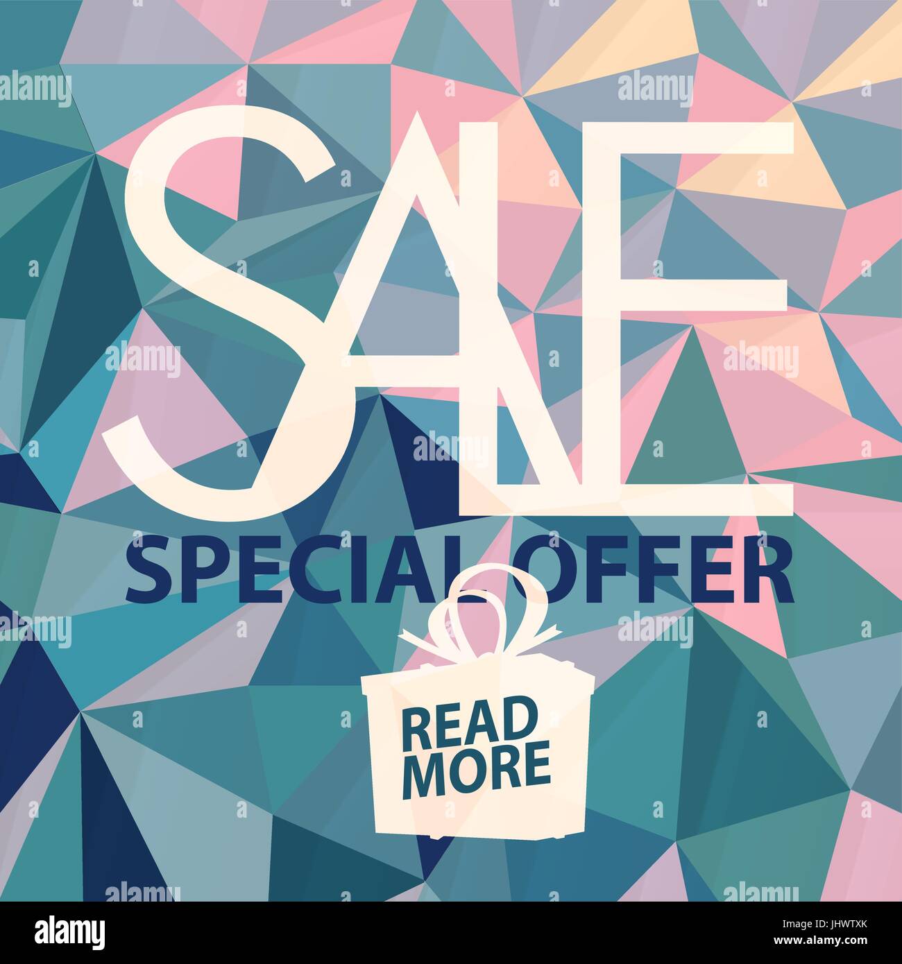 Vente bannière sur Low Poly vert vif et fond rose. Modèle de vente. Grosse vente. Super vente et l'offre spéciale. Triangular Illustration de Vecteur