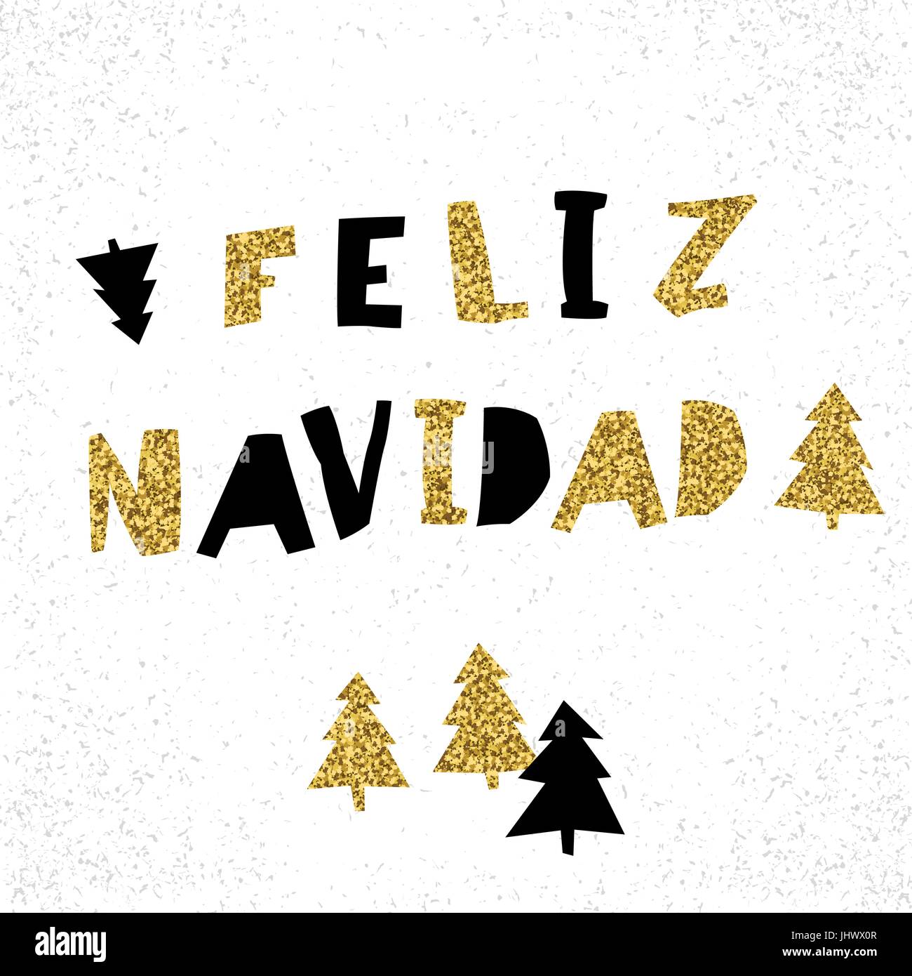 Feliz Navidad. Modèle de carte de vecteur Joyeux Noël en langue espagnole. Illustration de Vecteur