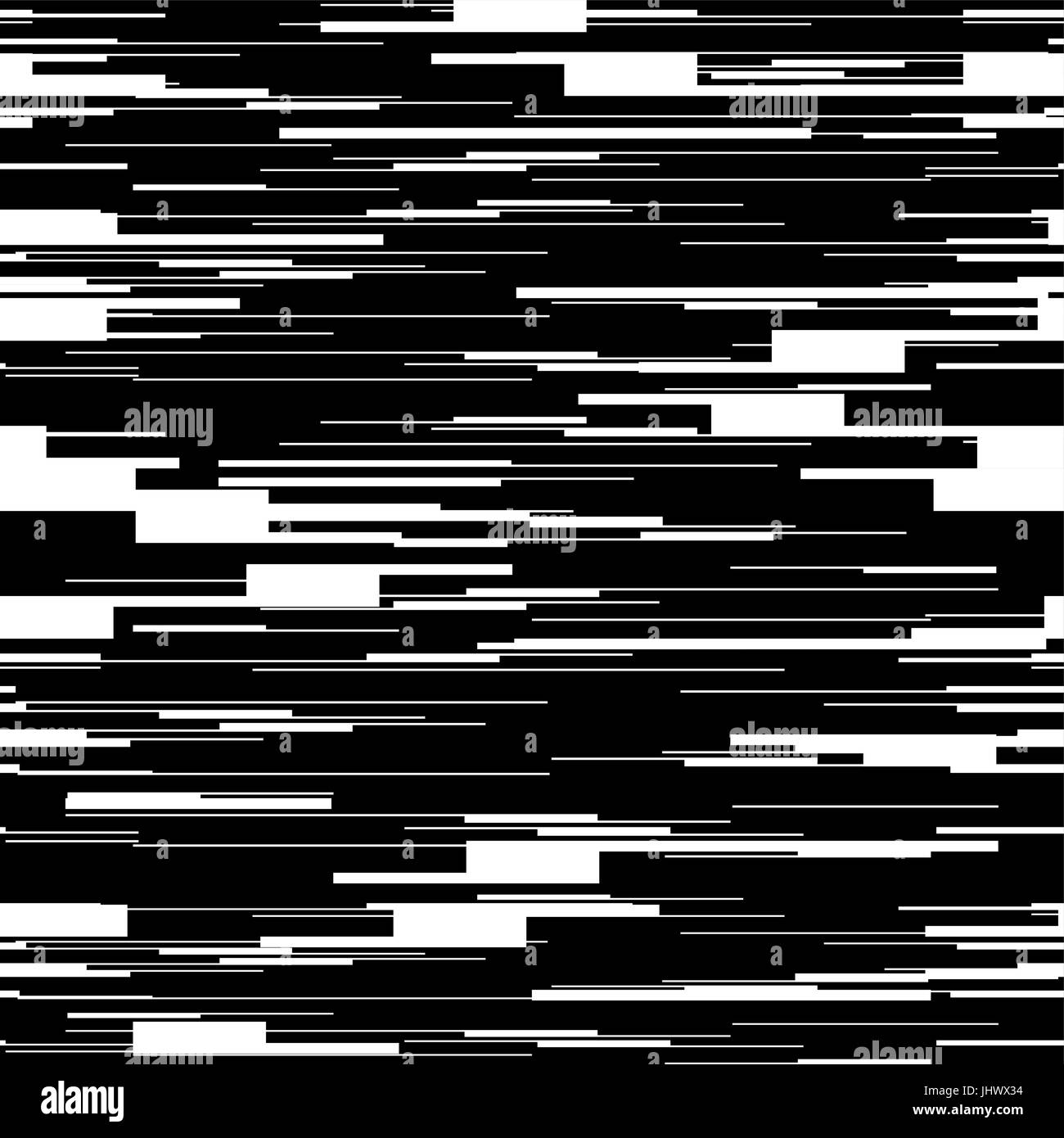 Résumé fond avec effet glitch, distorsion, seamless texture horizontale aléatoire, lignes en noir et blanc Illustration de Vecteur