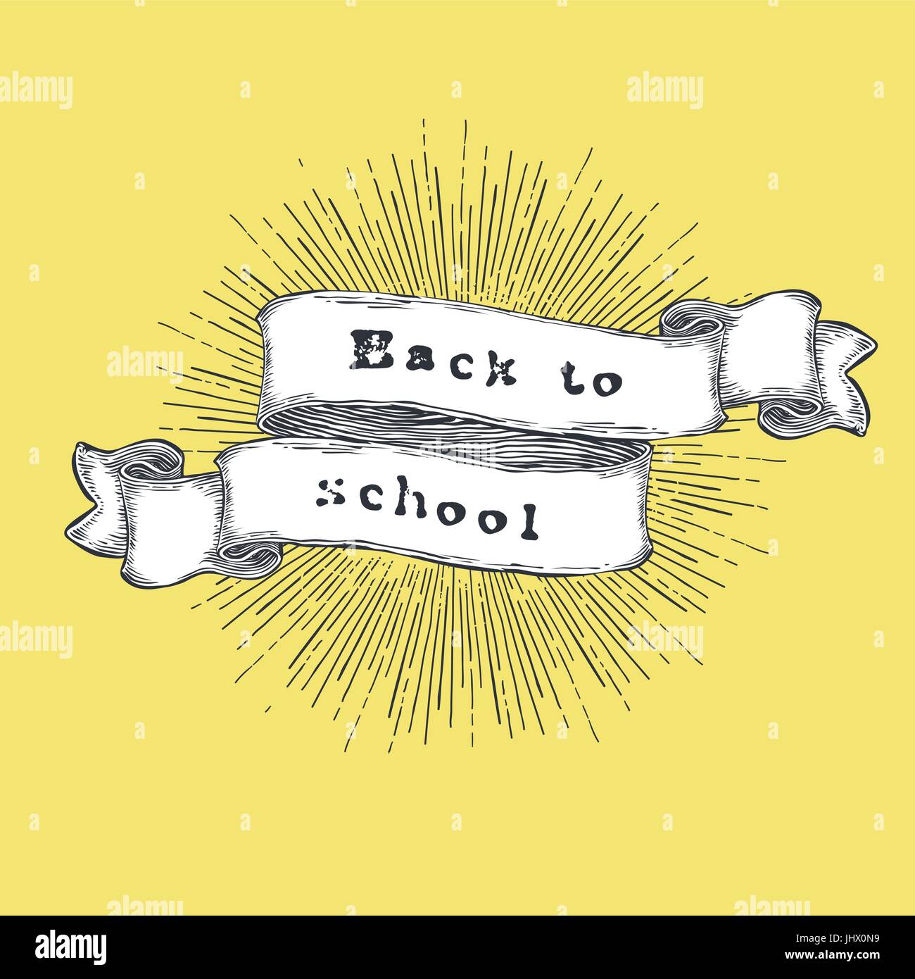 Retour à l'école. Vintage devis dessiné à la main sur ruban. Bannière de bienvenue vector illustration Illustration de Vecteur
