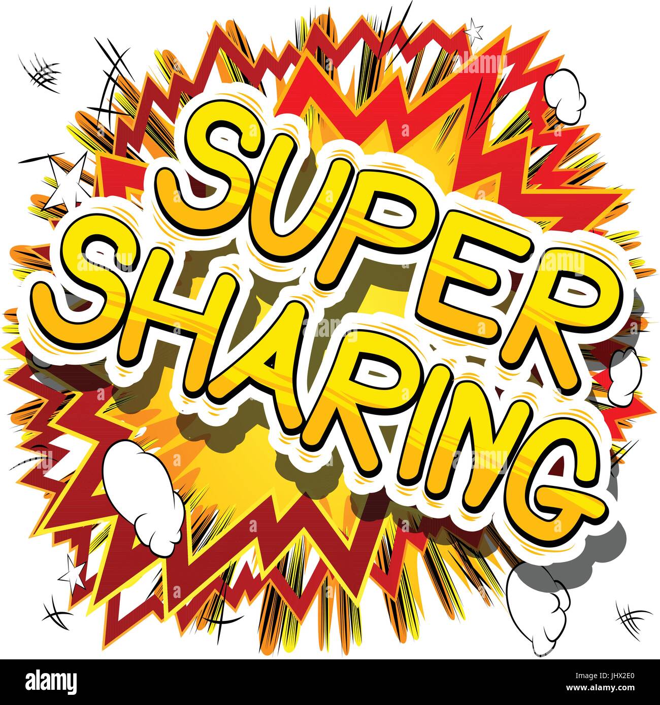 Super Partage - comic book style phrase sur fond abstrait. Illustration de Vecteur