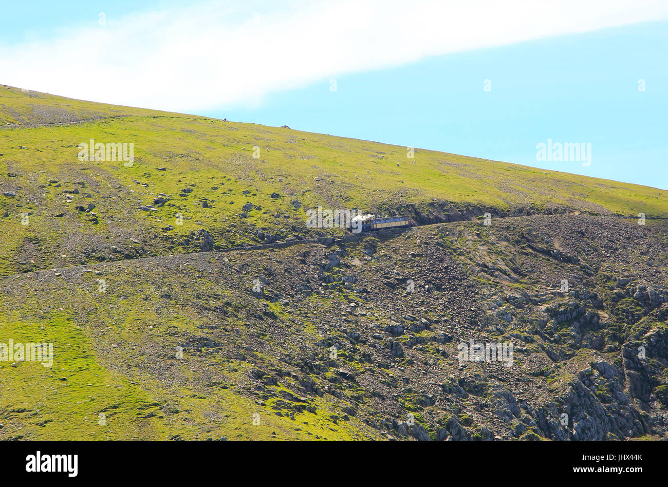 Snowdon Mountain Railway, Llanberis, Gwynedd, Snowdonia, le nord du Pays de Galles, Royaume-Uni Banque D'Images