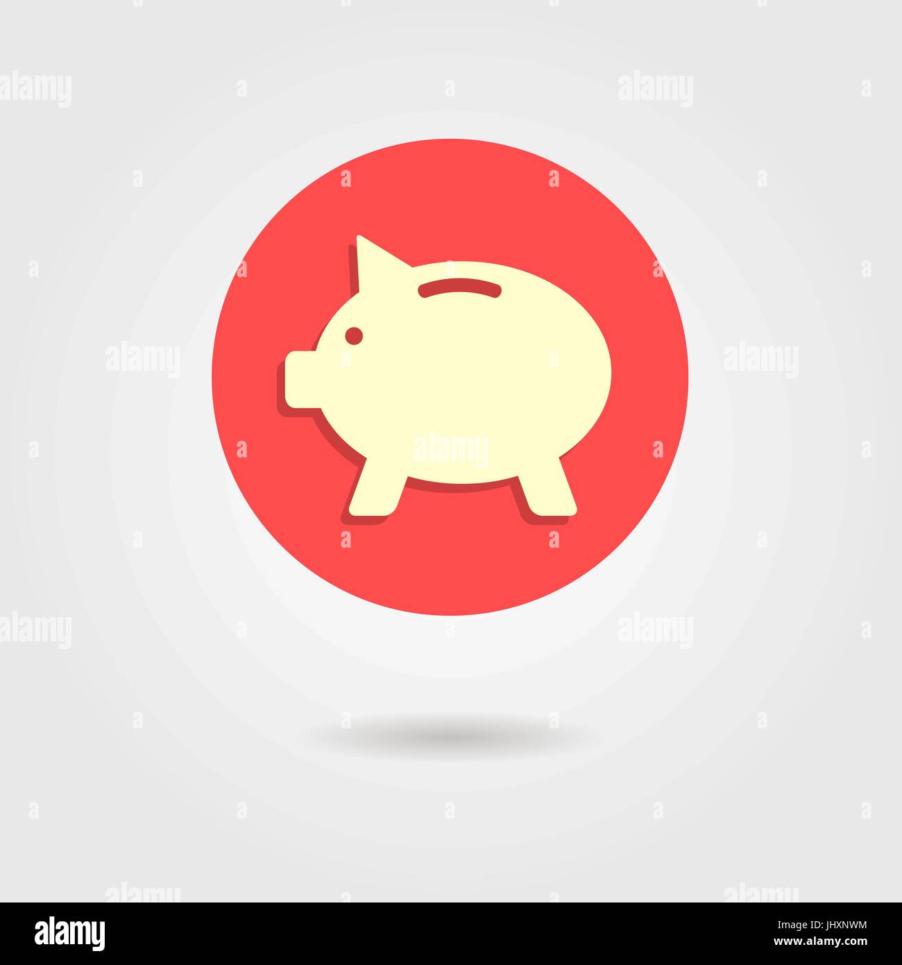 Piggy Bank dans le cercle de l'ombre Illustration de Vecteur