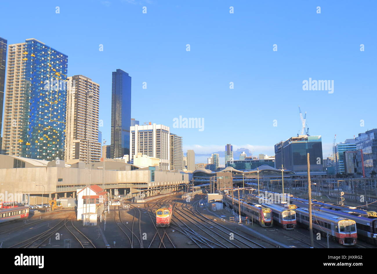 La gare Southern Cross cityscape in Melbourne, Australie Banque D'Images