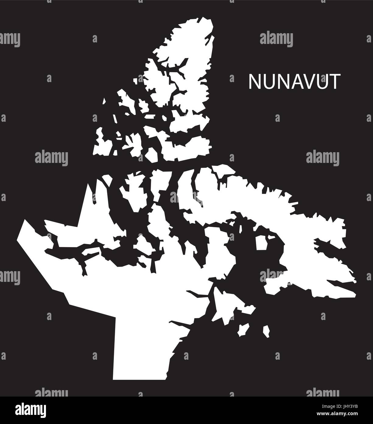 Nunavut Canada map inversé noir forme illustration silhouette Illustration de Vecteur