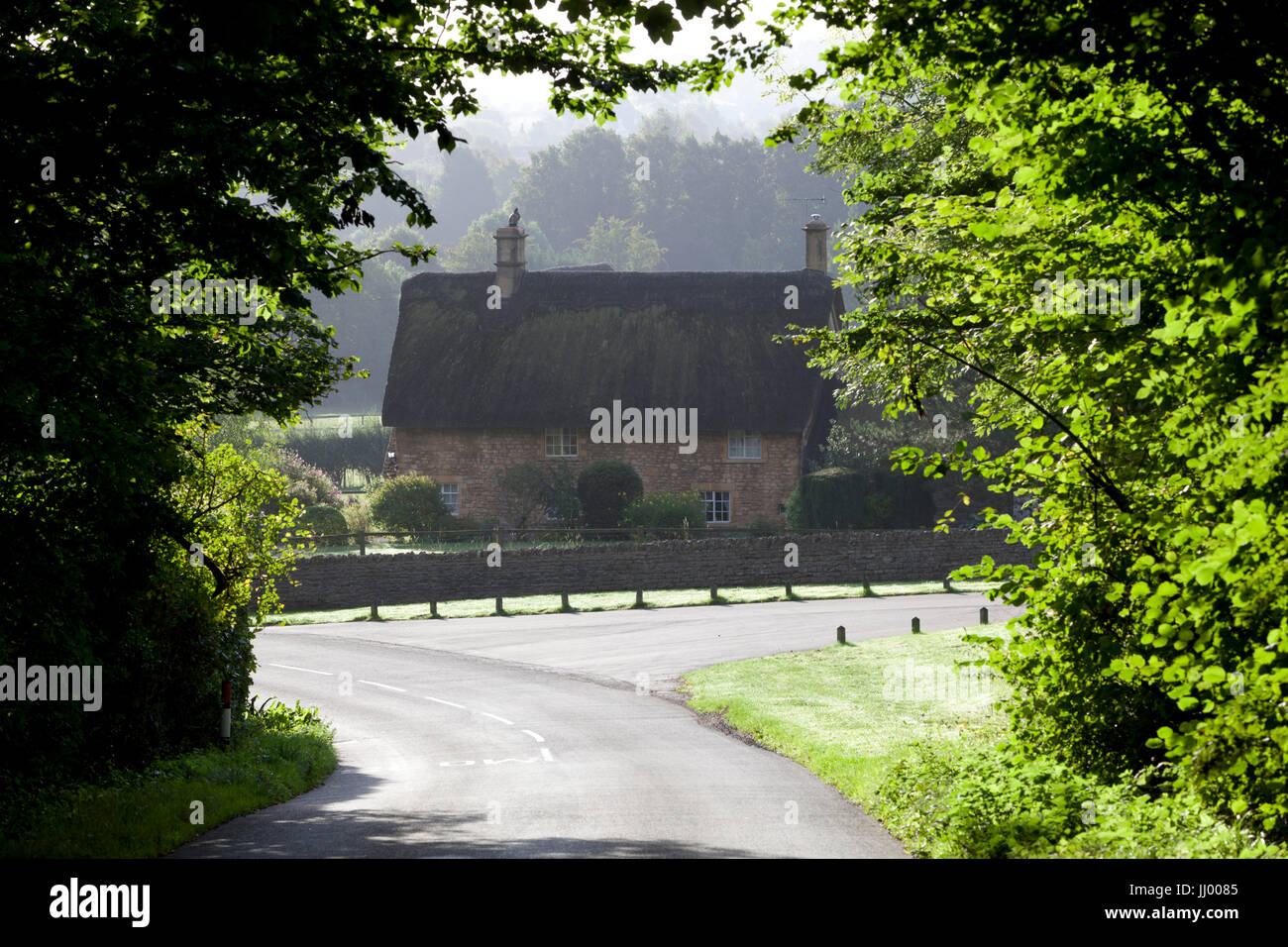 Cotswold cottage de chaume entourée d'arbres, Chipping Campden, Cotswolds, Gloucestershire, Angleterre, Royaume-Uni, Europe Banque D'Images