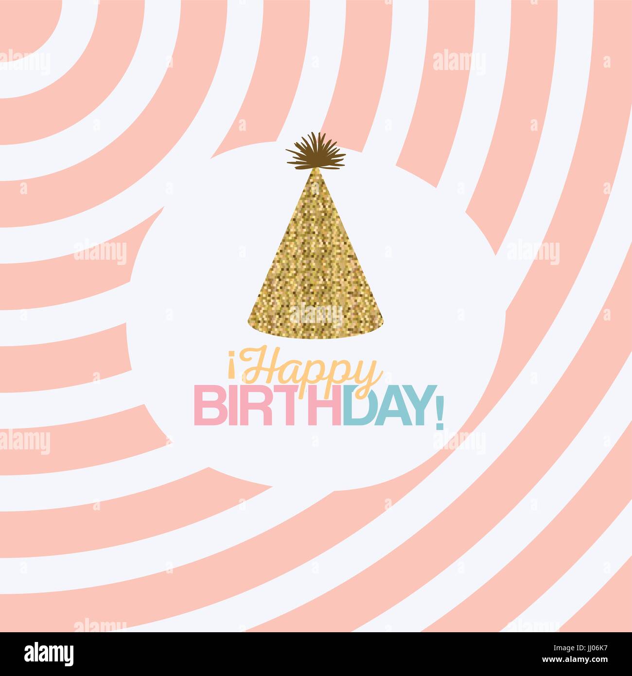 Fond Pastel Couleur Avec Des Lignes Et Party Hat Joyeux Anniversaire Image Vectorielle Stock Alamy