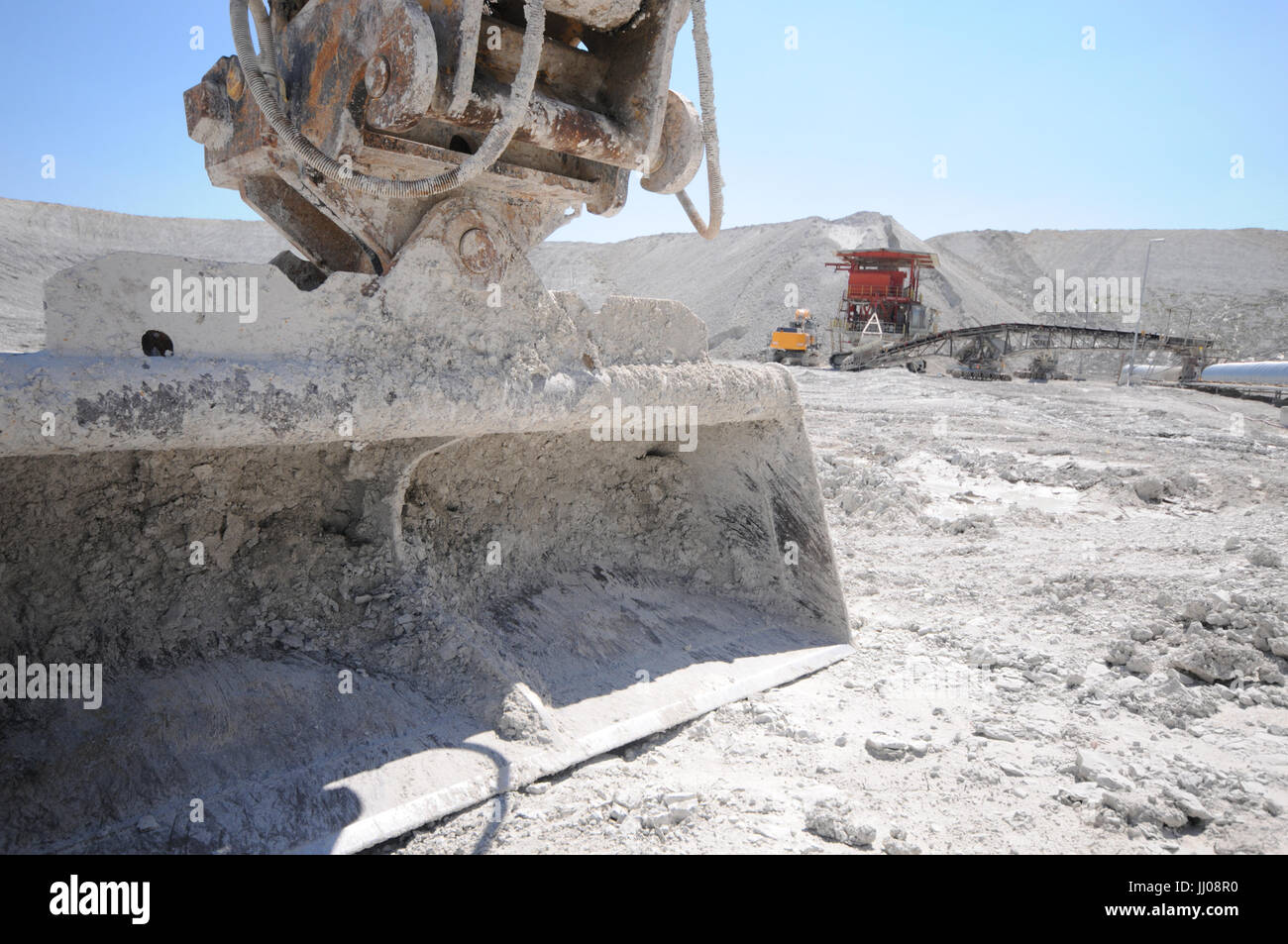 Équipement dans une carrière de craie de l'industrie minière. Banque D'Images