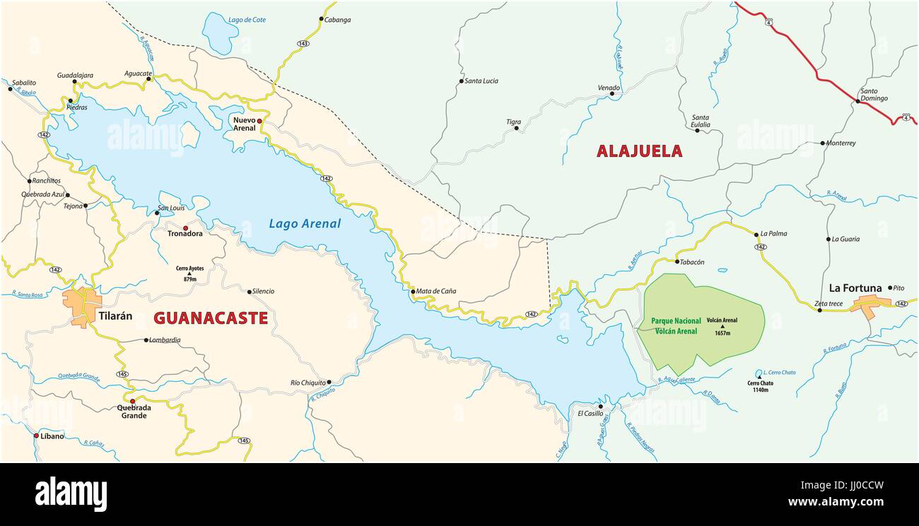 Plan de l'environnement du Costa Rica, Lac Arenal Illustration de Vecteur