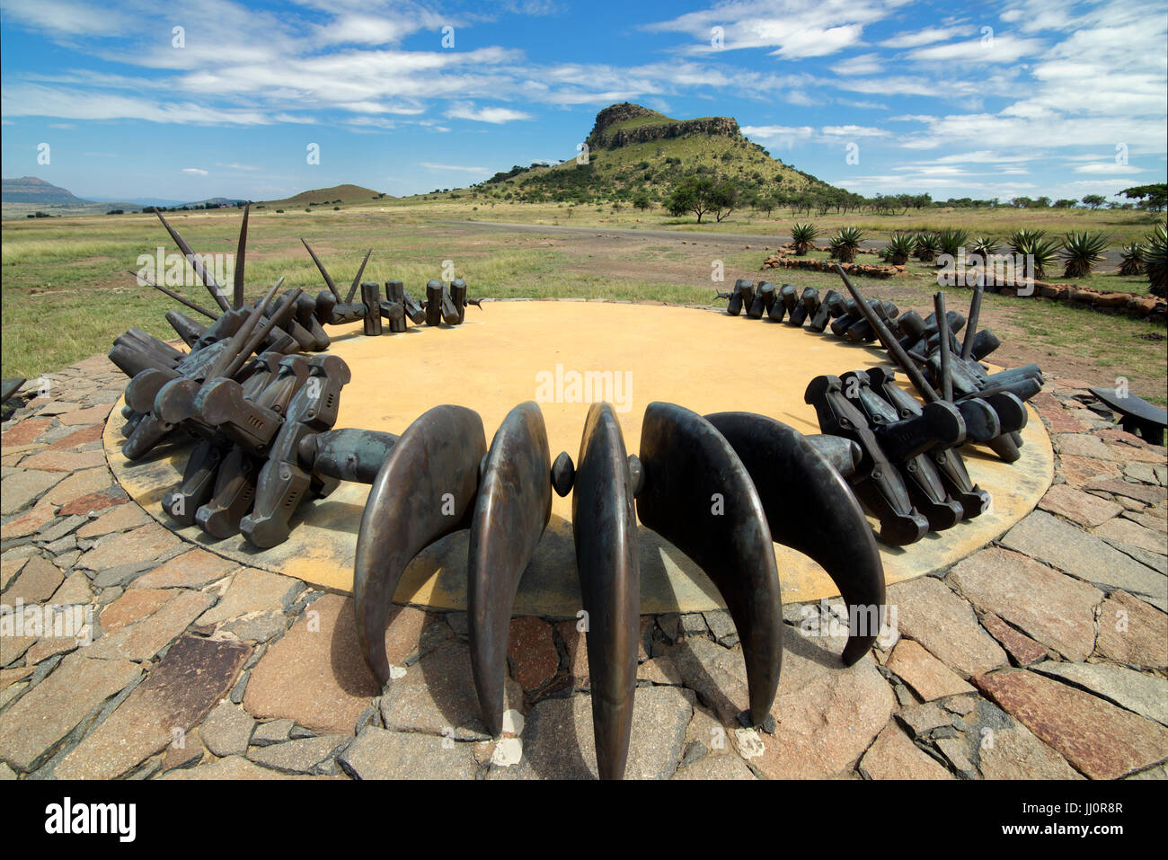 L'Isandlwana memorial zoulou KwaZulu-Natal Afrique du Sud Banque D'Images