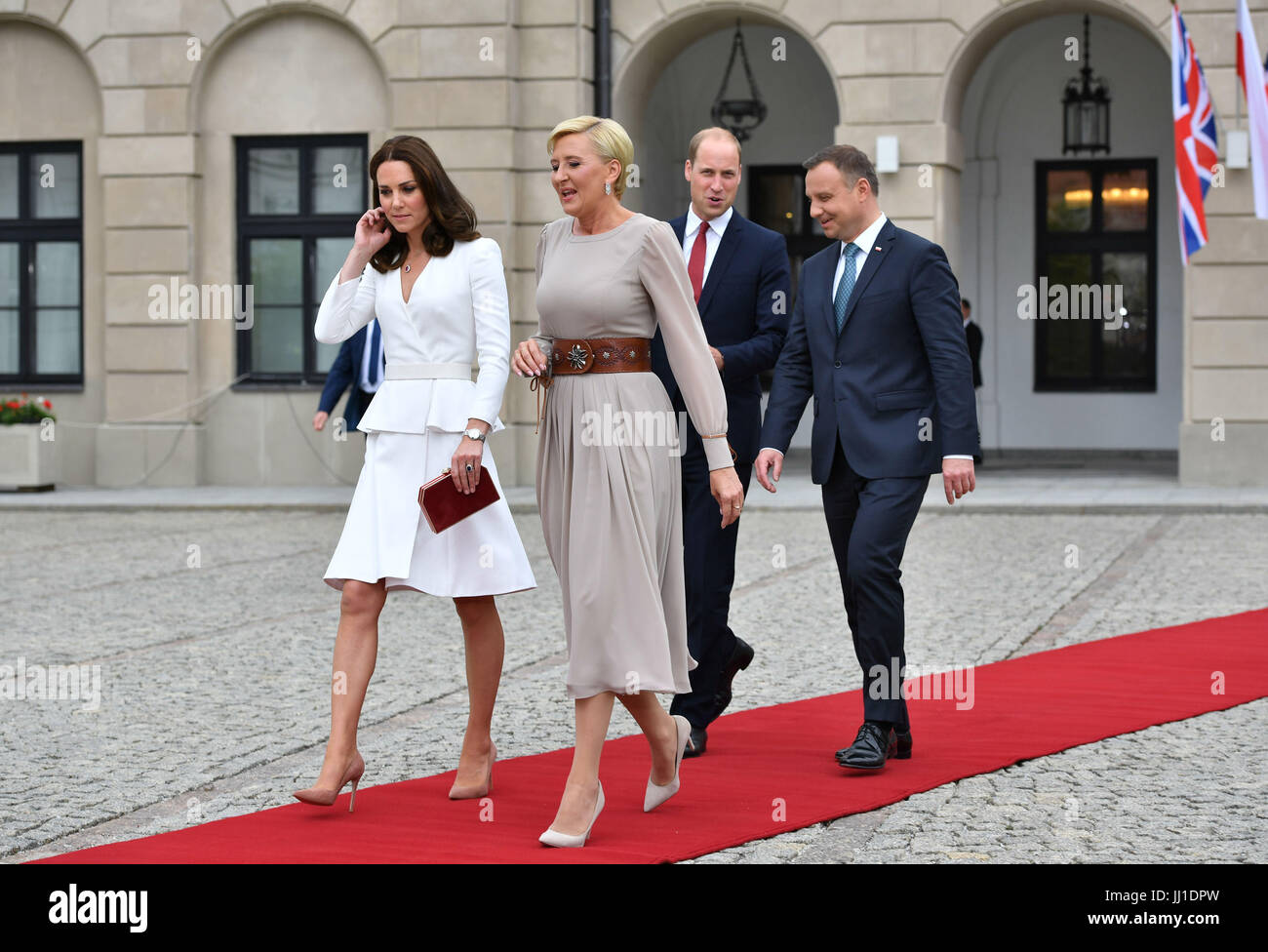 Le duc et la duchesse de Cambridge, rencontrer le Président Andrzej Duda et son épouse, Agata, au palais présidentiel à Varsovie, Pologne, le premier jour de leurs cinq jours tour de Pologne et l'Allemagne. Banque D'Images