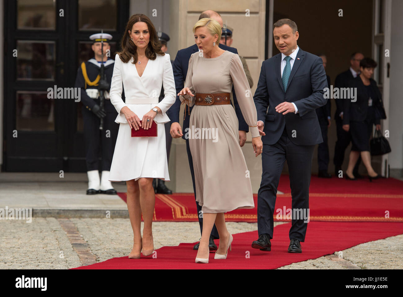 Le duc et la duchesse de Cambridge, rencontrer le Président Andrzej Duda et son épouse, Agata, au palais présidentiel à Varsovie, Pologne, le premier jour de leurs cinq jours tour de Pologne et l'Allemagne. Banque D'Images