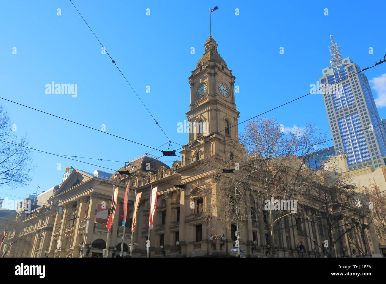 L'architecture historique de l'Hôtel de ville de Melbourne Australie Banque D'Images