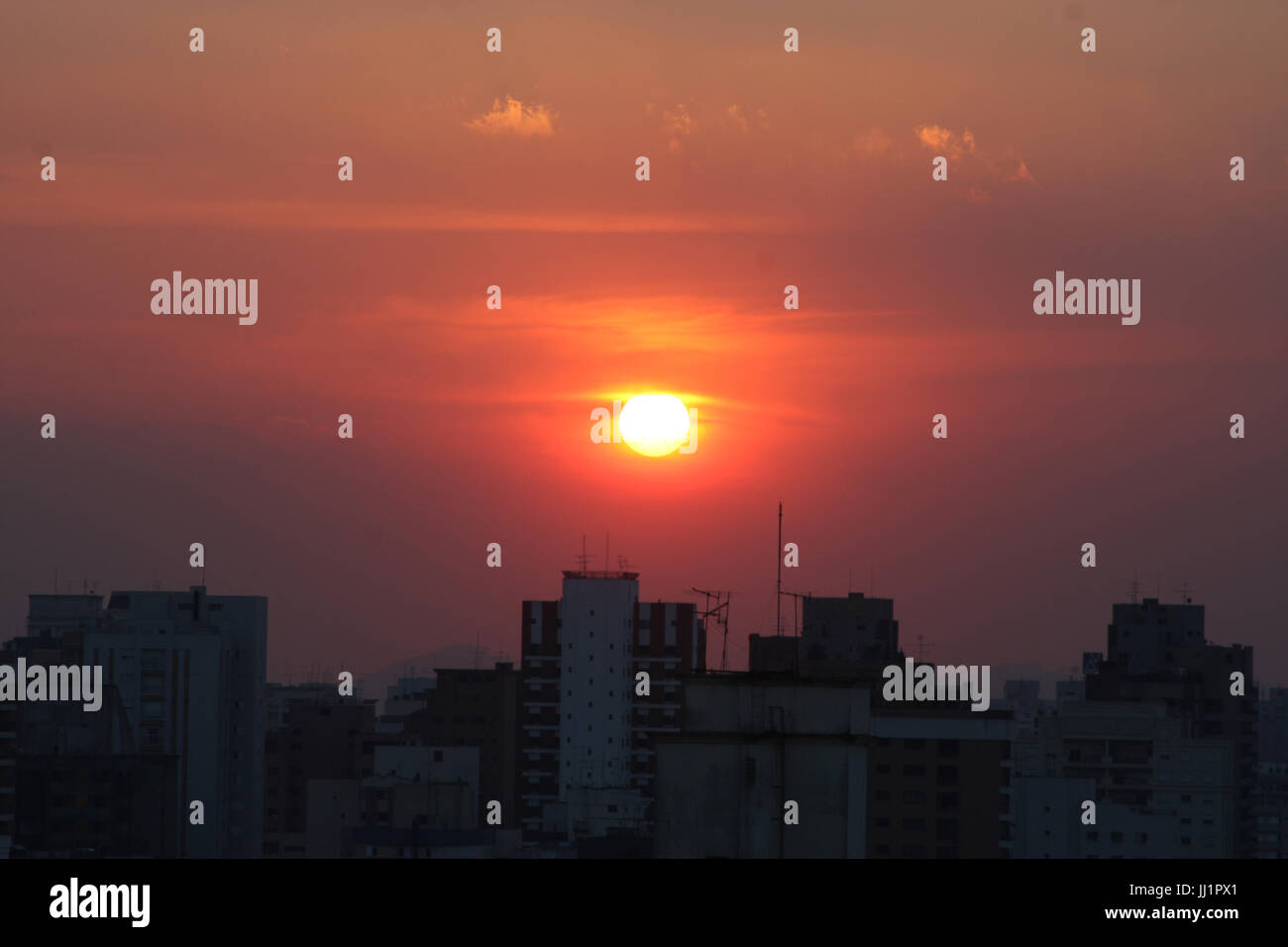 Coucher du soleil, la ville, São Paulo, Brésil Banque D'Images