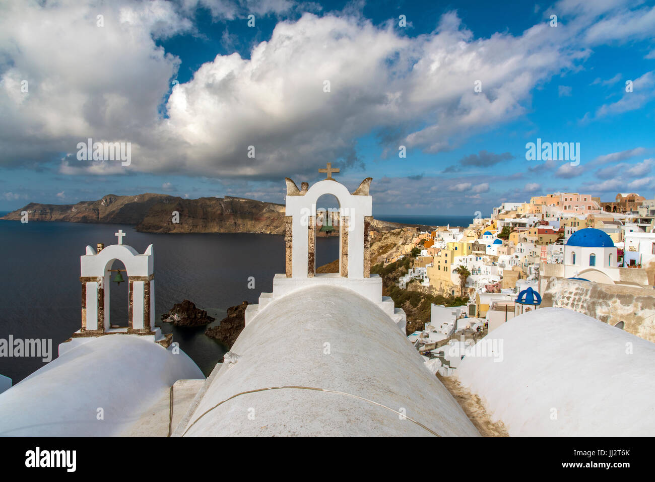 Oia, Santorin, sud de la mer Egée, Grèce Banque D'Images