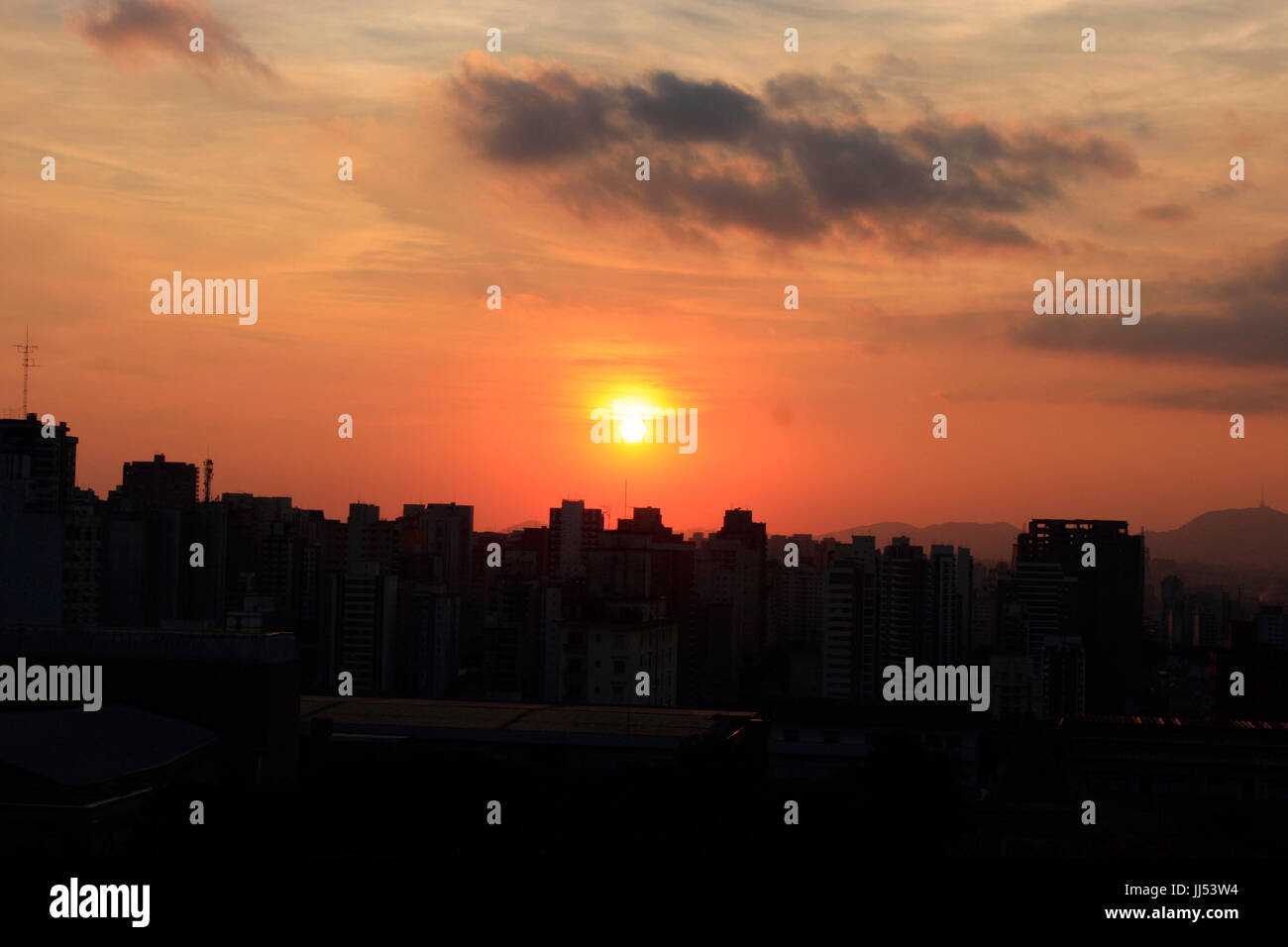 Le coucher du soleil, São Paulo, Brésil Banque D'Images