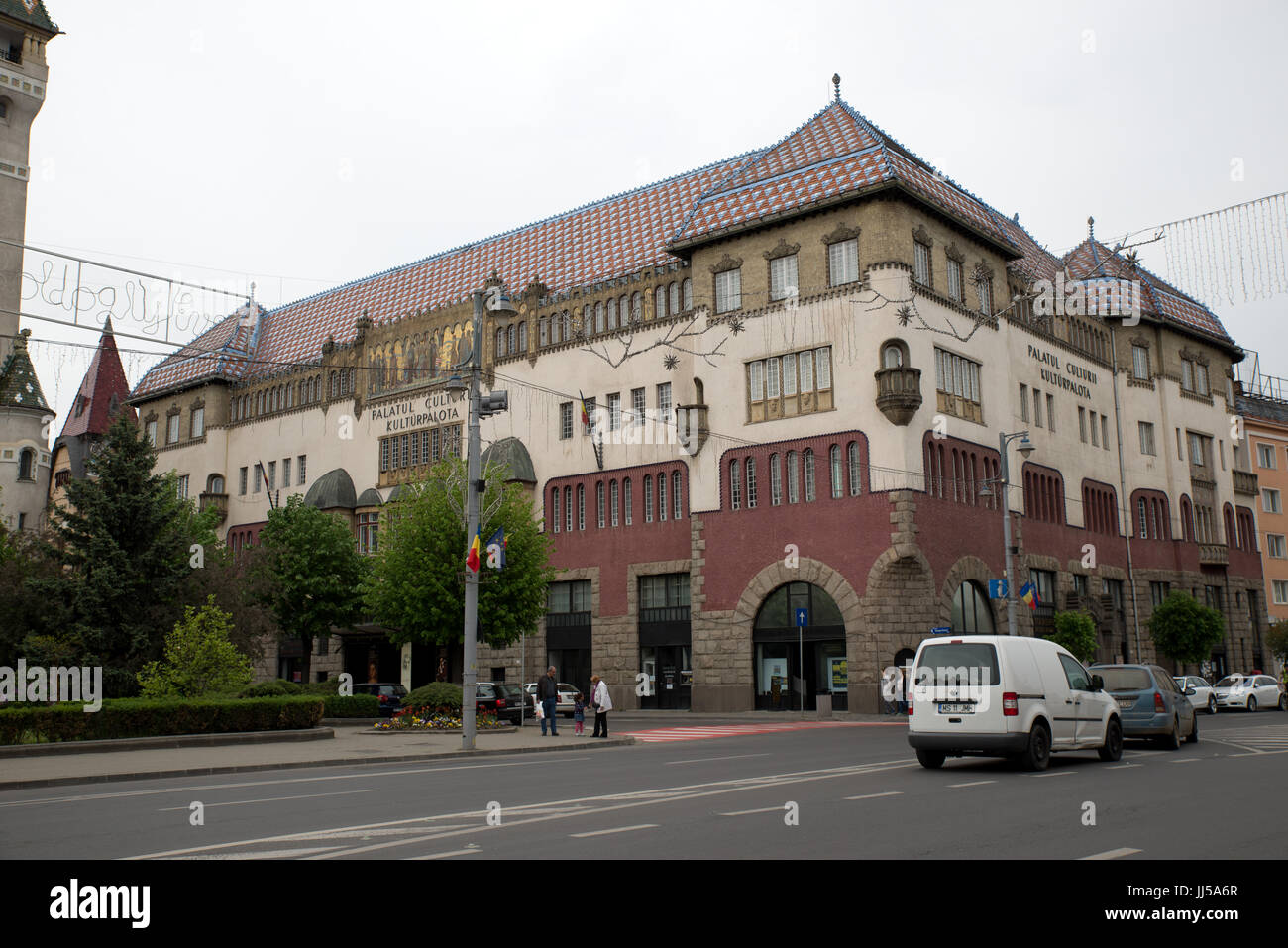 Vue sur Palais de la Culture de Targu Mures, Roumanie Banque D'Images