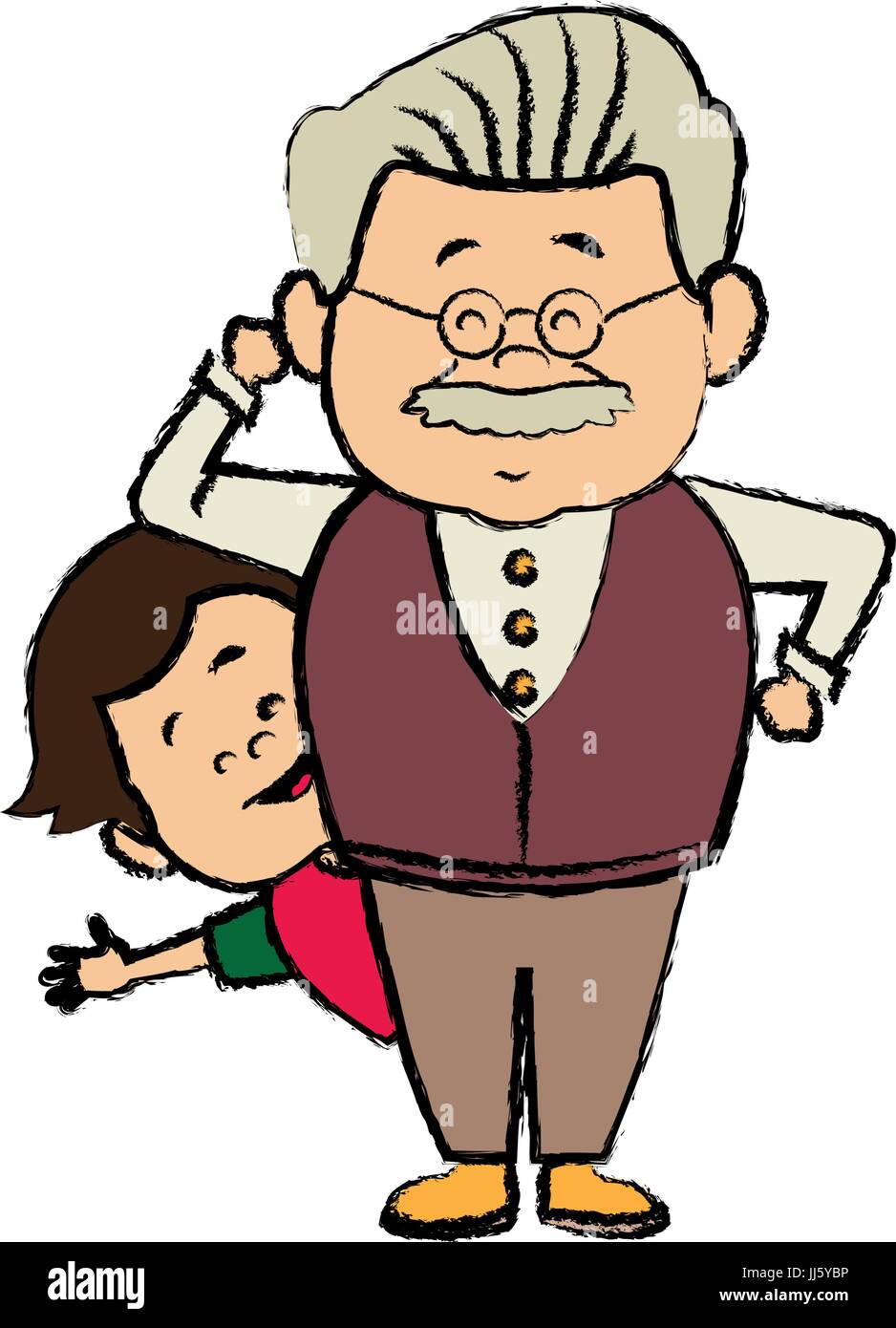Caricature grand-père et son petit-fils joyeuse famille Illustration de Vecteur