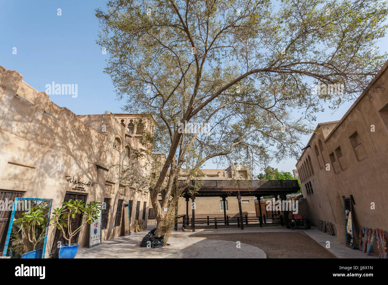 Vieux Mur de Dubaï, Al Fahidiold zone souk, Bastakiya, Dubaï, Émirats Arabes Unis Banque D'Images