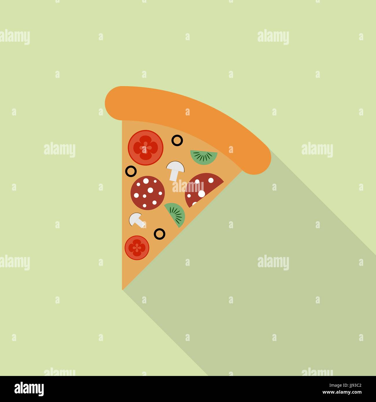 Tranche de pizza au pepperoni, dans le style plate Illustration de Vecteur