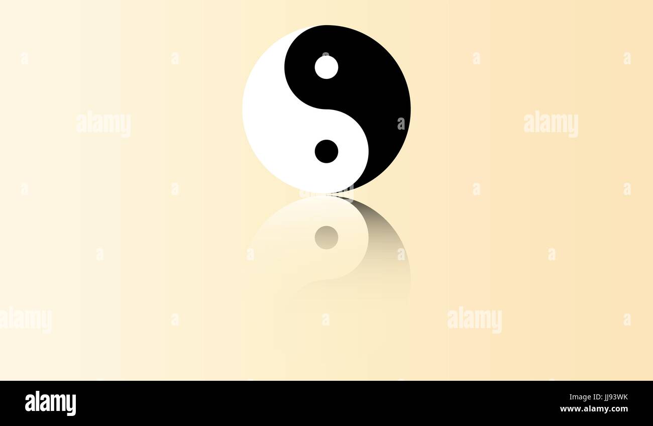 Le symbole Yin Yang en plate avec miroir Illustration de Vecteur