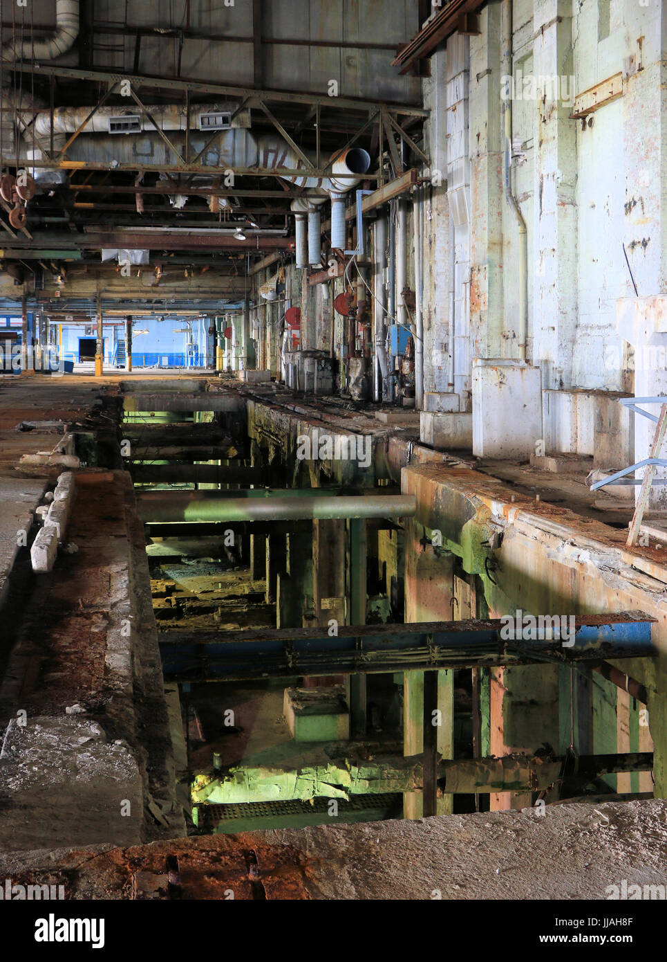 Machines à papier une fois que rugissaient dans ce vaste hall de l'ancienne usine de papier Eddy B E complexe dans Ottawa, Canada. Les usines ont été fermées en 2006-2007. Banque D'Images