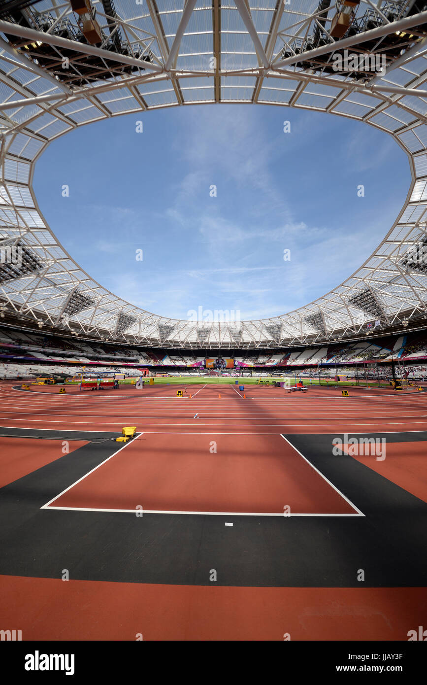 À l'intérieur du stade de Londres, terrain du club de football West Ham, stade olympique de Londres pendant les Championnats du monde para-olympiques 2017 Banque D'Images