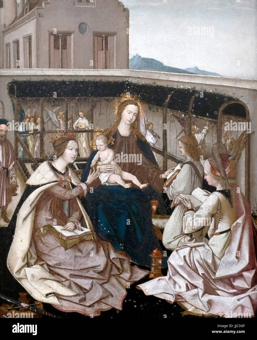 Le Marraige mystique de Sainte Catherine, au début du 16e siècle - artiste portugais inconnu Banque D'Images
