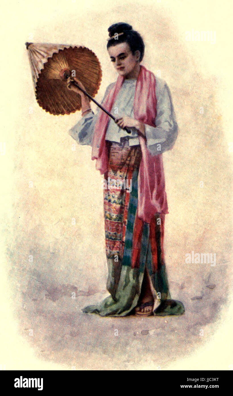 Un daintily birman vêtu dame - Birmanie, vers 1908 Banque D'Images
