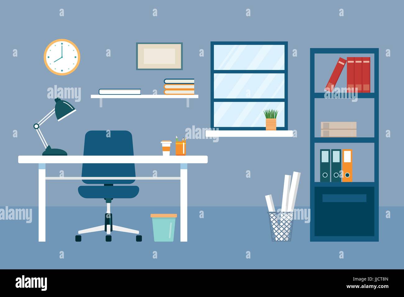 Travail de bureau et de l'équipement modèle plat Illustration de Vecteur
