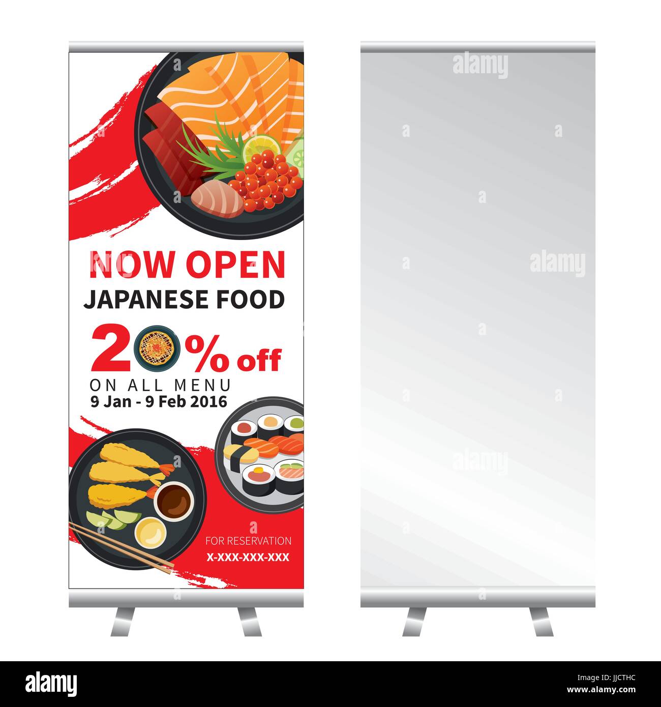 La nourriture japonaise roll up banner design Illustration de Vecteur