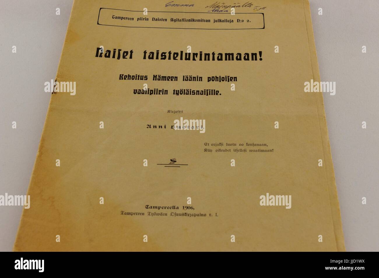 La situation politique finlandais allait être modifié après la grève générale de 1905. Le droit de vote général et les femmes peuvent être aussi être des candidats Banque D'Images