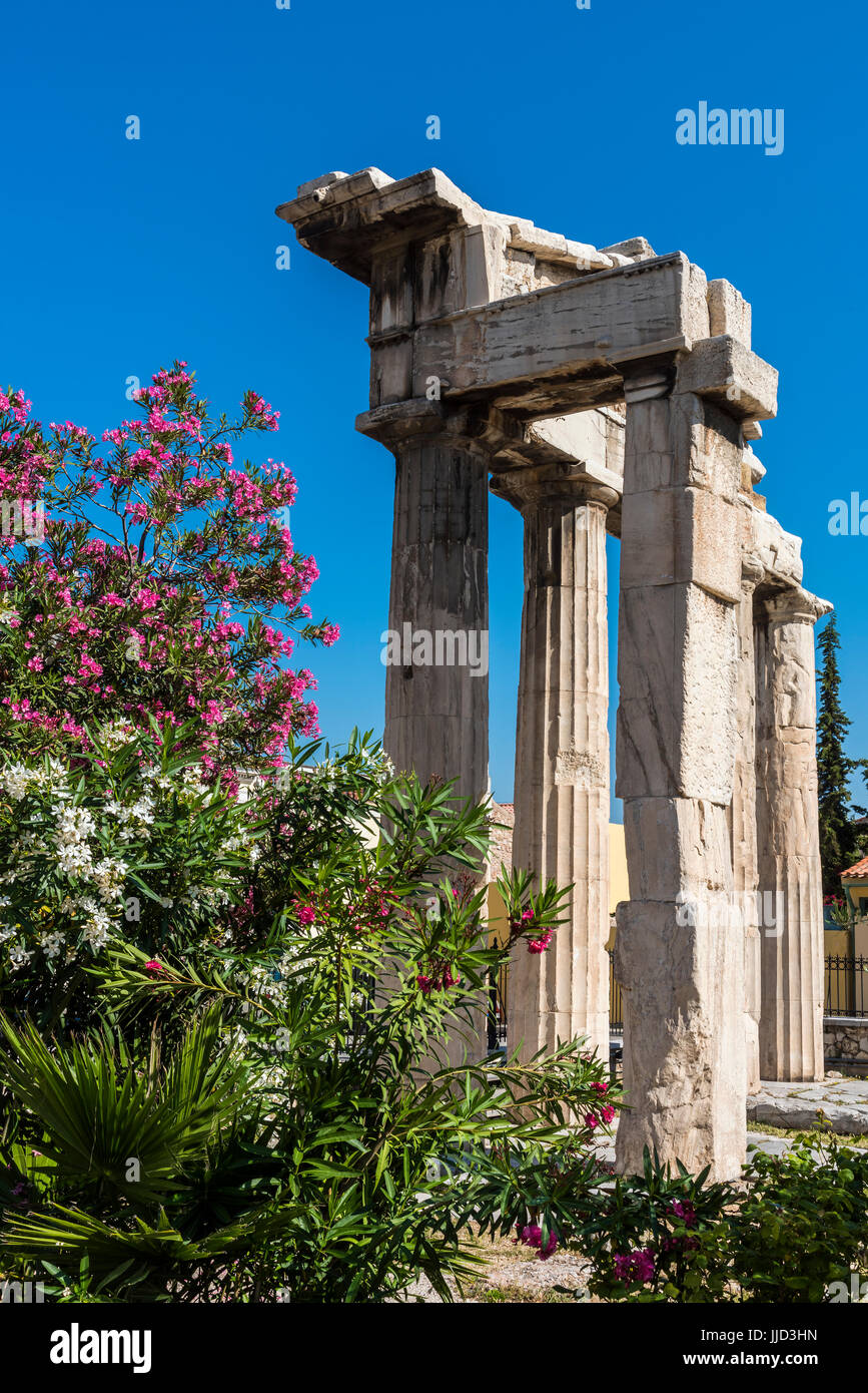 Gate d'Athéna Archegetis, Agora romaine, Athènes, Attique, Grèce Banque D'Images