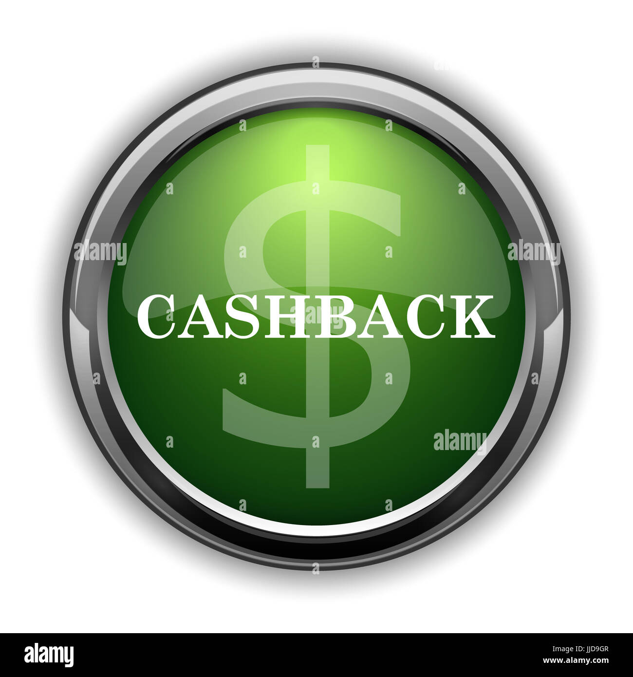 L'icône de cashback. Bouton Site Cashback sur fond blanc Banque D'Images