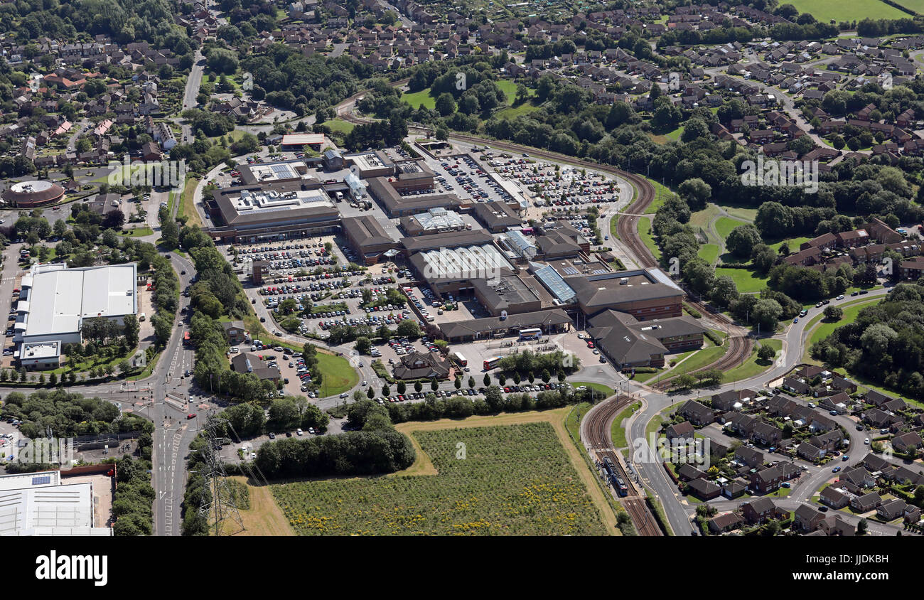 Vue aérienne de Crystal Peak Shopping Mall & Retail Park, Sheffield, Royaume-Uni Banque D'Images
