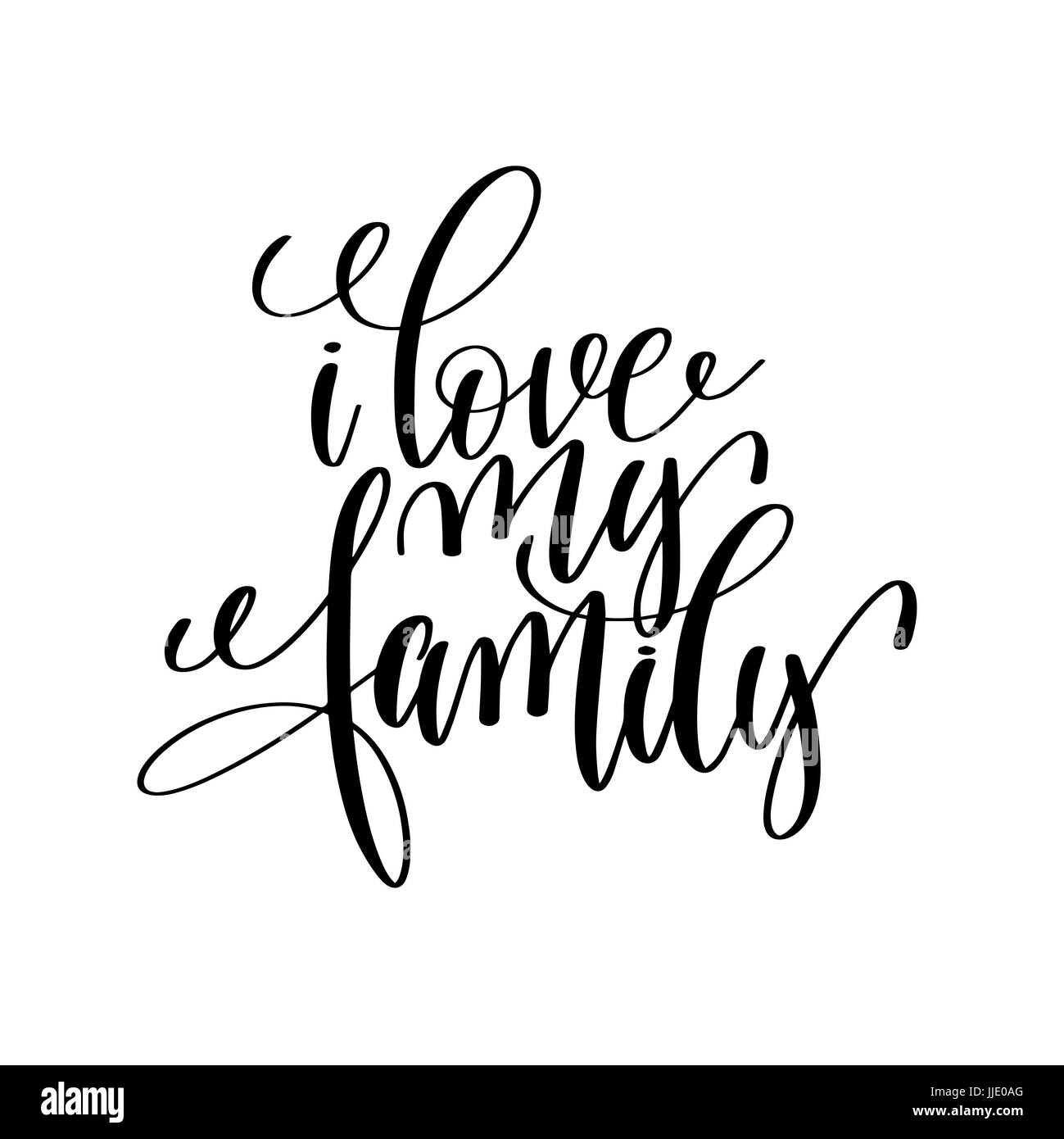 J'aime ma famille lettrage calligraphie manuscrite inscription t Illustration de Vecteur