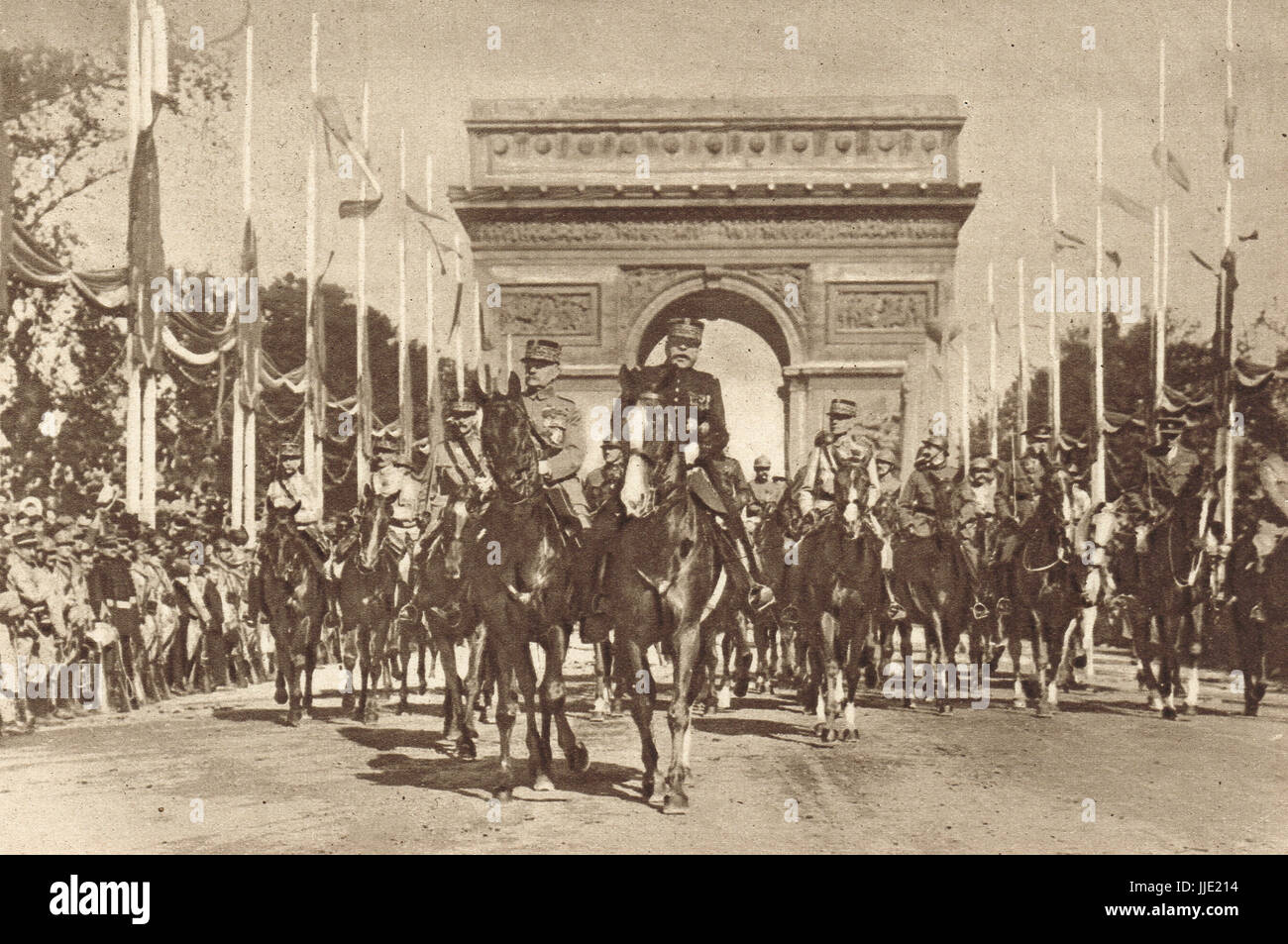 La revue de la victoire Paris France, maréchaux Foch et Joffre Banque D'Images