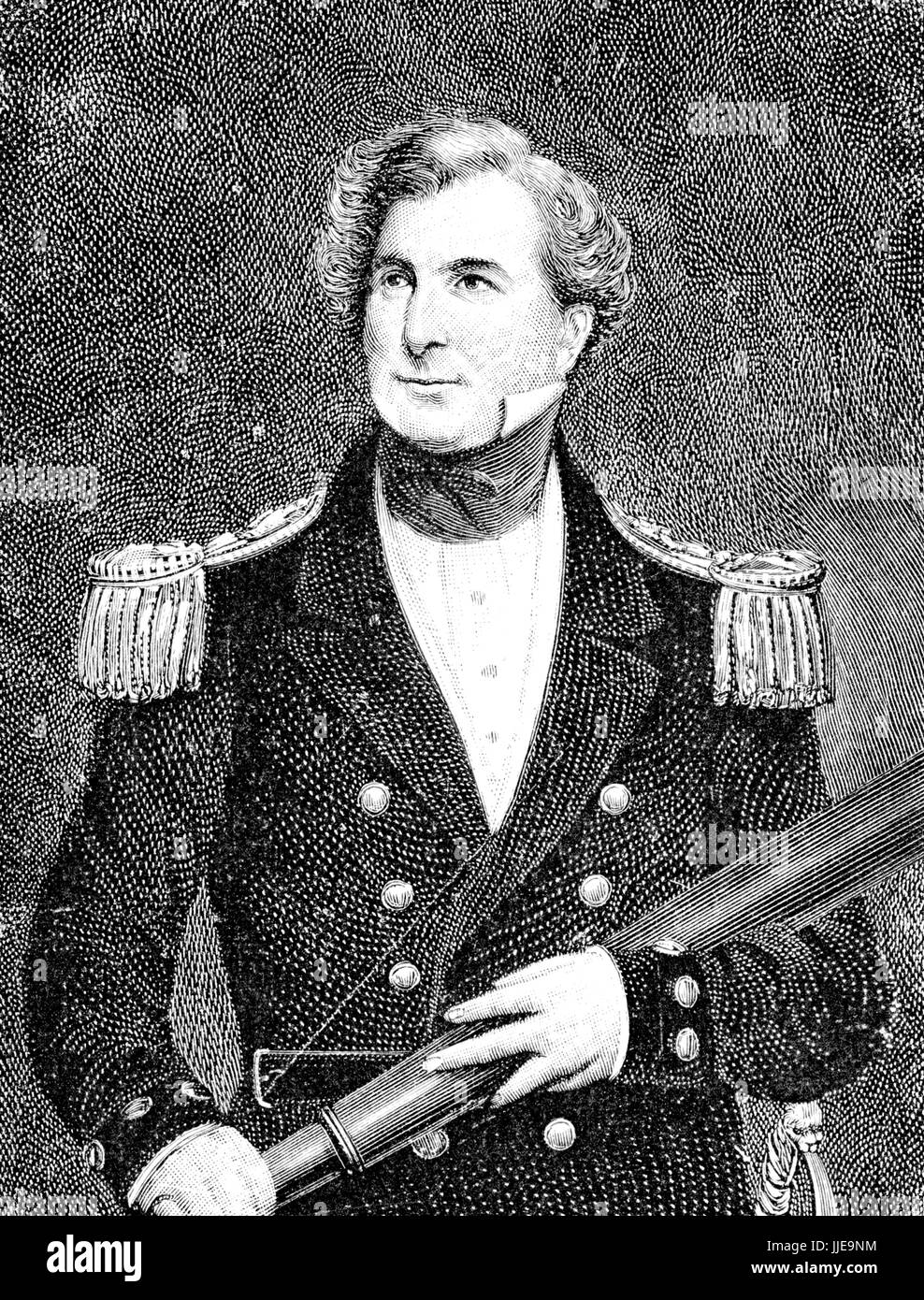 Portrait du capitaine sir James Clark Ross, officier de marine et explorateur britannique, célèbre pour ses expéditions arctiques et antarctiques au XIX siècle Banque D'Images