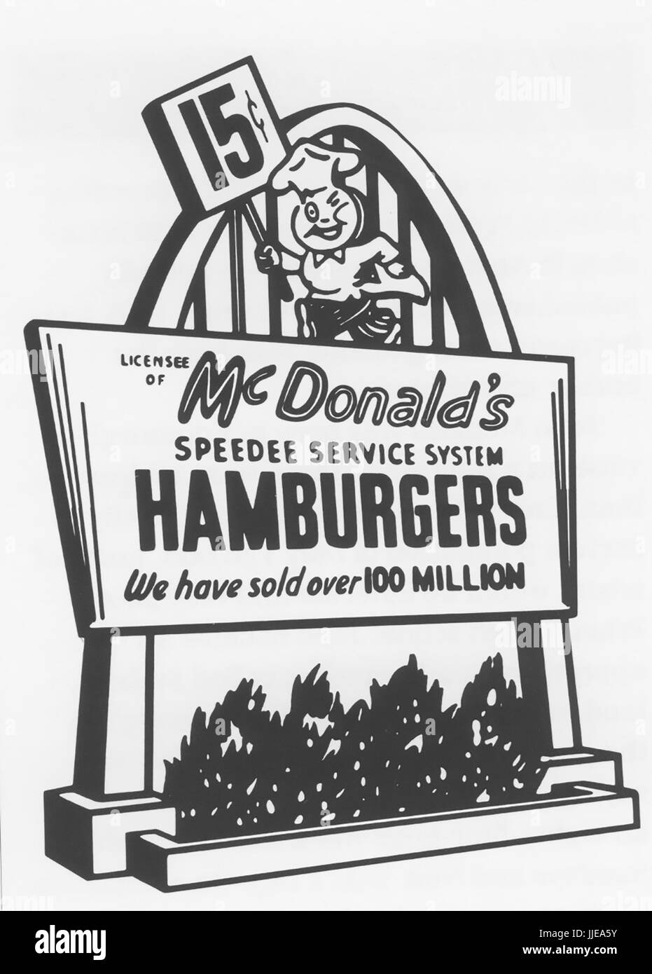 Chaîne de restauration rapide McDONALD'S annonce à propos de 1953 montrant le caractère chef Speedee Banque D'Images