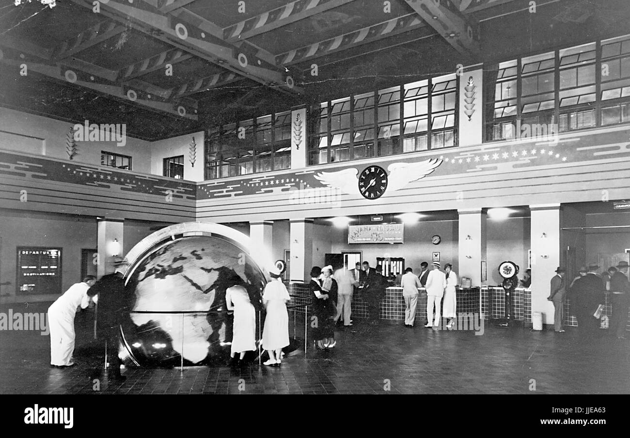 PAN American World Airways terminal bateau volant au dîner, Miami en 1940 Banque D'Images
