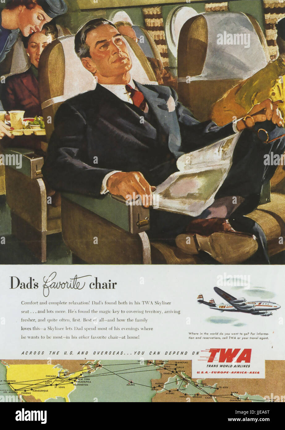 Annonce TWA 1951 Banque D'Images
